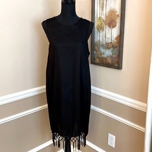 Mudpie Lined Sleeveless Black Dress with Tassels Medium EUC